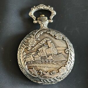 Vintage Silver Train Pocket Watch